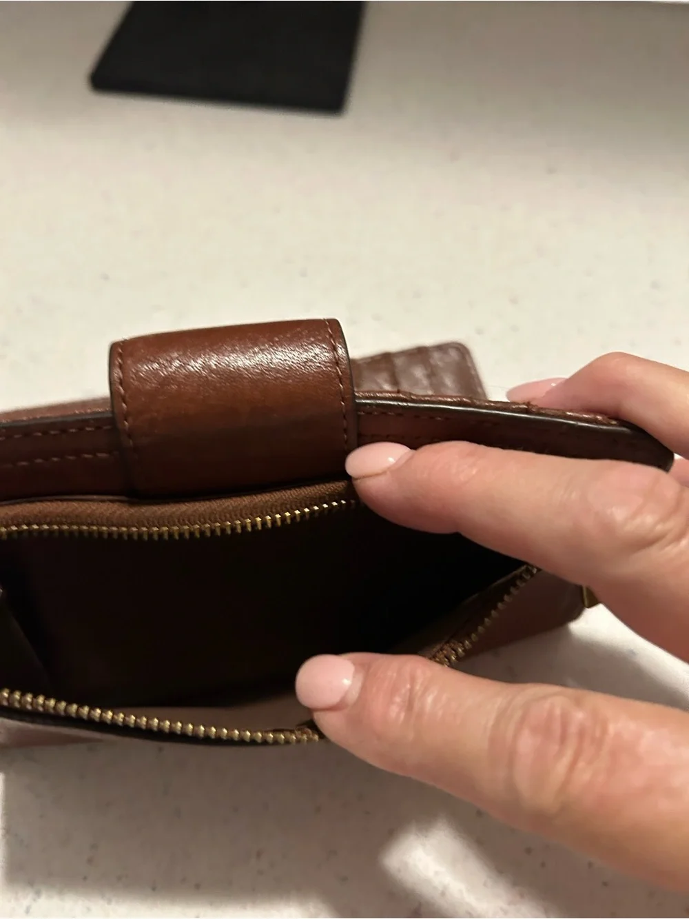Fossil Chestnut Brown Leather Snap Wallet